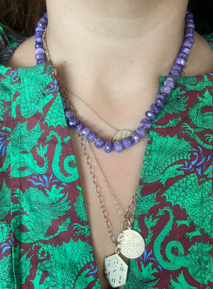 Beaded Faceted Charoite Necklace