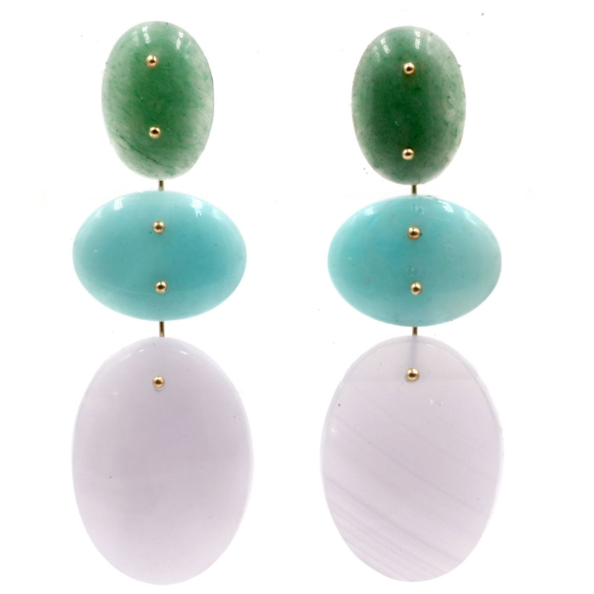 Mobile Earrings Aventurine, Amazonite, Fluorite
