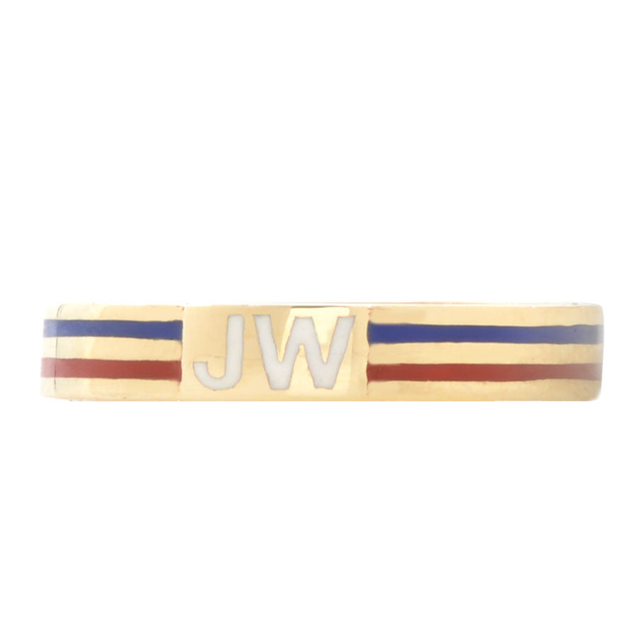 Custom Striped Enamel Initial Ring