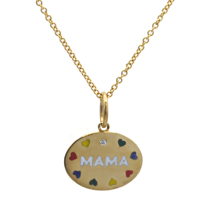 Enamel Hearts MAMA Necklace